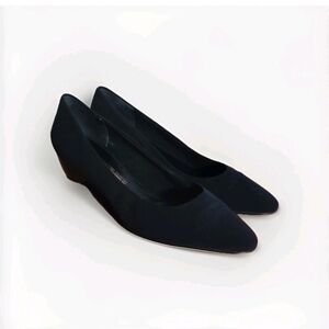 Salvatore Ferragamo Black Fabric Neoprene Wedge Sz 10 C Italy